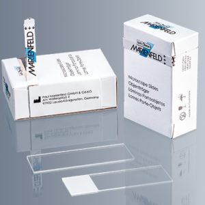 microscope slides thickness approx. 1 mm , soda lime glass ( marienfeld / ألماني )